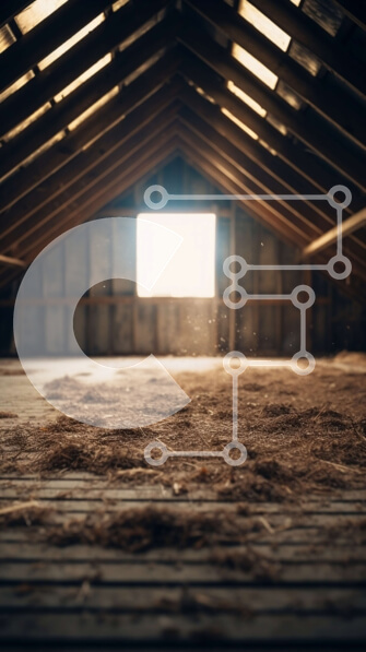 Intra Συλλεκτικό Ξύλινο Παζλ Plywood  4mm - Όμορφη εικόνα μιας σοφίτας με ξύλινα δοκάρια και δοκούς Σε Ξύλινο Κουτί - Διαστάσεις Puzzle: 10x10 cm – 25 κομμάτια