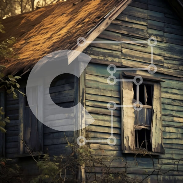 Intra Συλλεκτικό Ξύλινο Παζλ Plywood  4mm - Απόκοσμη εικόνα ενός εγκαταλειμμένου ξύλινου σπιτιού Σε Ξύλινο Κουτί - Διαστάσεις Puzzle: 10x10 cm – 25 κομμάτια