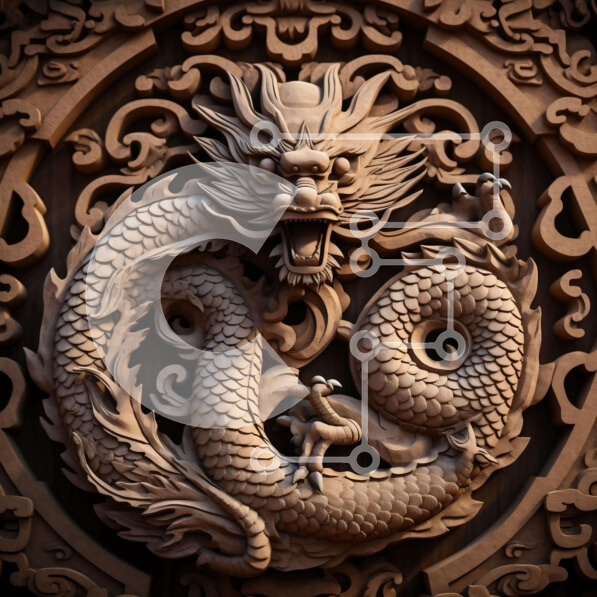 Intra Συλλεκτικό Ξύλινο Παζλ Plywood  4mm - Περίτεχνα σκάλισμα δράκου σε ξύλο Σε Ξύλινο Κουτί - Διαστάσεις Puzzle: 10x10 cm – 25 κομμάτια