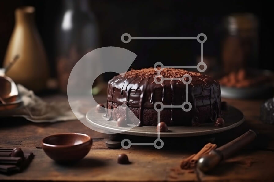 Σετ των 2 Intra Συλλεκτικό Ξύλινο Παζλ Plywood  4mm - Απολαύστε ένα λαχταριστό κέικ σοκολάτας με σοκολάτα και θέα στο δάσος Σε Ξύλινο Κουτί - Διαστάσεις: 10x10 cm – 25 κομμάτια