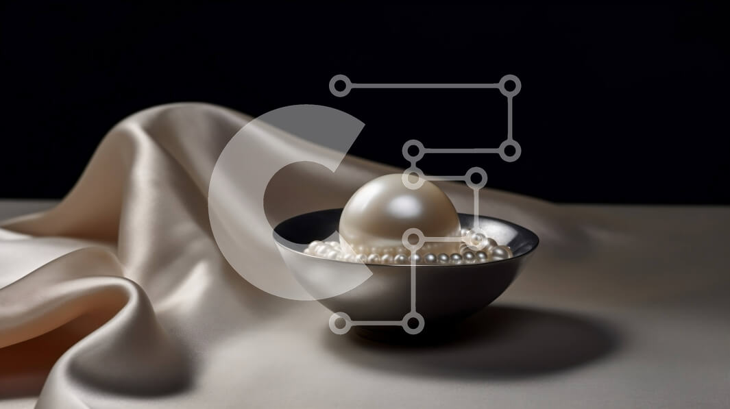 Intra Συλλεκτικό Ξύλινο Παζλ Plywood  4mm - Όμορφη εικόνα ενός λευκού μαργαριταριού σε ένα ασημένιο μπολ σε ένα μαύρο τραπεζομάντιλο Σε Ξύλινο Κουτί - Διαστάσεις: 10x10 cm – 25 κομμάτια