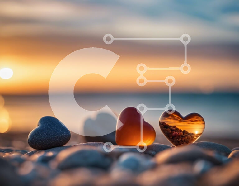 Intra Συλλεκτικό Ξύλινο Παζλ Plywood  4mm - Ρομαντικοί βράχοι σε σχήμα καρδιάς στο ηλιοβασίλεμα Σε Ξύλινο Κουτί - Διαστάσεις: 10x10 cm – 25 κομμάτια