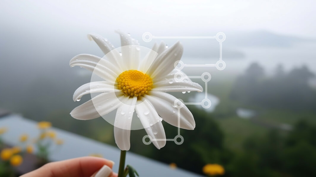 Intra Συλλεκτικό Ξύλινο Παζλ Plywood  4mm - Κοντινό πλάνο του λευκού λουλουδιού μαργαρίτας που κρατιέται στο χέρι Σε Ξύλινο Κουτί - Διαστάσεις: 10x10 cm – 25 κομμάτια