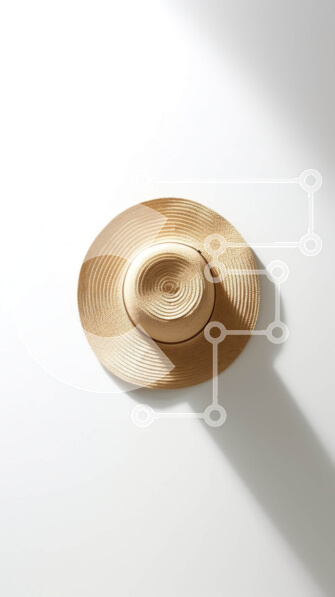 Intra Συλλεκτικό Ξύλινο Παζλ Plywood  4mm - Κομψό ταψί ψάθινο καπέλο με φαρδύ γείσο Σε Ξύλινο Κουτί - Διαστάσεις Puzzle: 10x10 cm – 25 κομμάτια