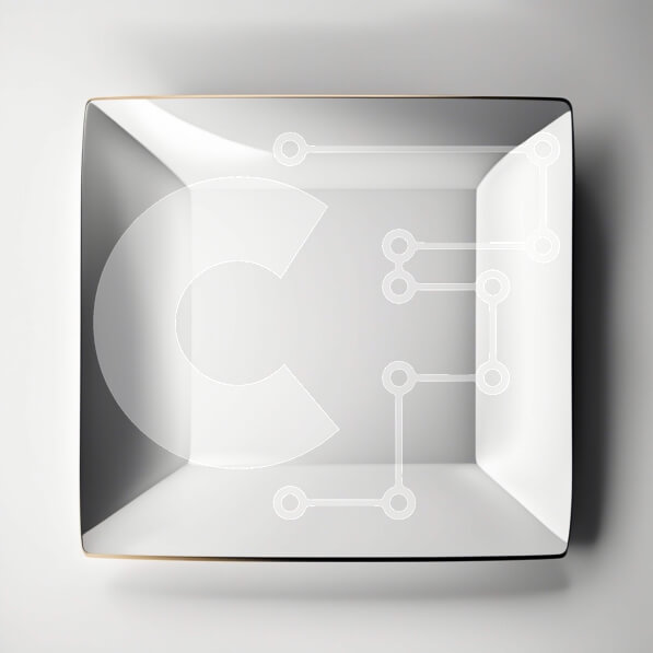 Intra Συλλεκτικό Ξύλινο Παζλ Plywood  4mm - Κομψό λευκό πιάτο με χρυσό χείλος σε μοντέρνο γκρι φόντο Σε Ξύλινο Κουτί - Διαστάσεις Puzzle: 10x10 cm – 25 κομμάτια