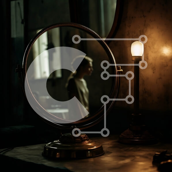 Intra Συλλεκτικό Ξύλινο Παζλ Plywood  4mm - Moody Vintage Εσωτερικό με Αντίκα Καθρέφτη και Πολυέλαιο Σε Ξύλινο Κουτί - Διαστάσεις Puzzle: 10x10 cm – 25 κομμάτια