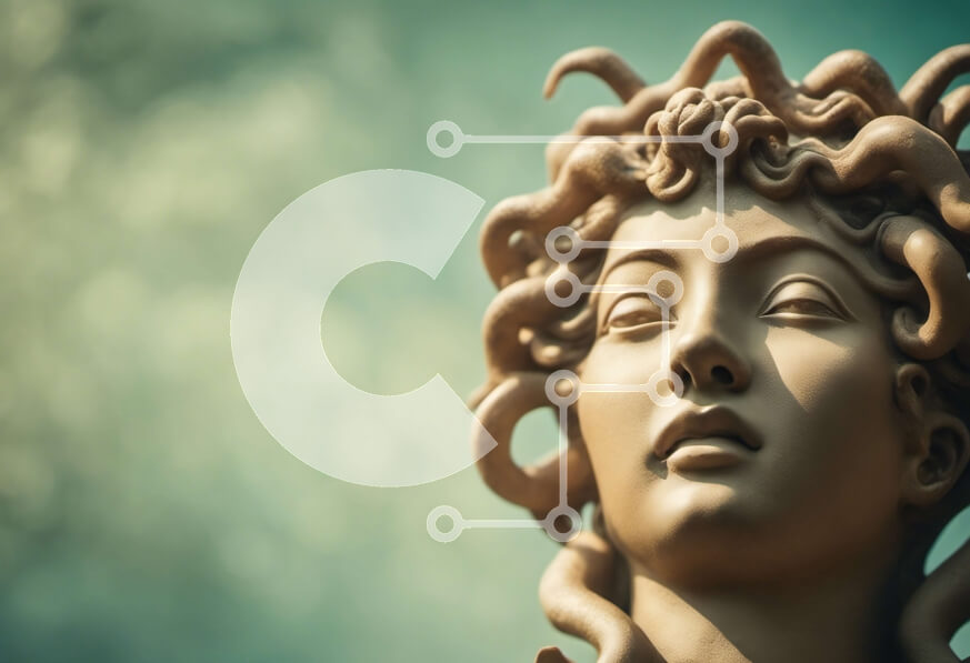 Intra Συλλεκτικό Ξύλινο Παζλ Plywood  4mm - Άγαλμα της Μέδουσας - Ελληνική Μυθολογία Σε Ξύλινο Κουτί - Διαστάσεις Puzzle: 10x10 cm – 25 κομμάτια