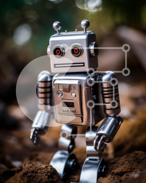 Intra Συλλεκτικό Ξύλινο Παζλ Plywood  4mm - Φουτουριστικό ρομπότ σε φυσικό περιβάλλον Σε Ξύλινο Κουτί - Διαστάσεις Puzzle: 10x10 cm – 25 κομμάτια