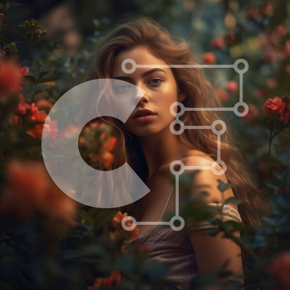 Σετ των 2 Intra Συλλεκτικό Ξύλινο Παζλ Plywood  4mm - Όμορφη εικόνα μιας γυναίκας με λευκό φόρεμα σε έναν κήπο στο ηλιοβασίλεμα Σε Ξύλινο Κουτί - Διαστάσεις: 10x10 cm – 25 κομμάτια