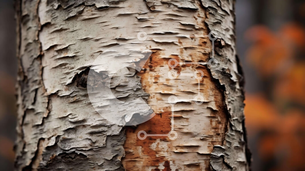 Intra Συλλεκτικό Ξύλινο Παζλ Plywood  4mm - Κοντινό πλάνο κορμού δέντρου σημύδας με χρώμα που ξεφλουδίζει Σε Ξύλινο Κουτί - Διαστάσεις: 10x10 cm – 25 κομμάτια