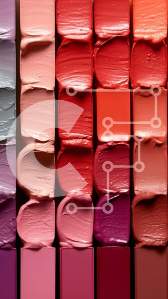 Intra Συλλεκτικό Ξύλινο Παζλ Plywood  4mm - Κοντινό πλάνο αποχρώσεων κραγιόν σε μοτίβο πλέγματος σε μαύρο φόντο Σε Ξύλινο Κουτί - Διαστάσεις Puzzle: 10x10 cm – 25 κομμάτια