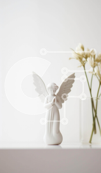 Intra Συλλεκτικό Ξύλινο Παζλ Plywood  4mm - Λευκό ειδώλιο αγγέλου στο τραπέζι με λουλούδια και ποτήρια Σε Ξύλινο Κουτί - Διαστάσεις: 10x10 cm – 25 κομμάτια