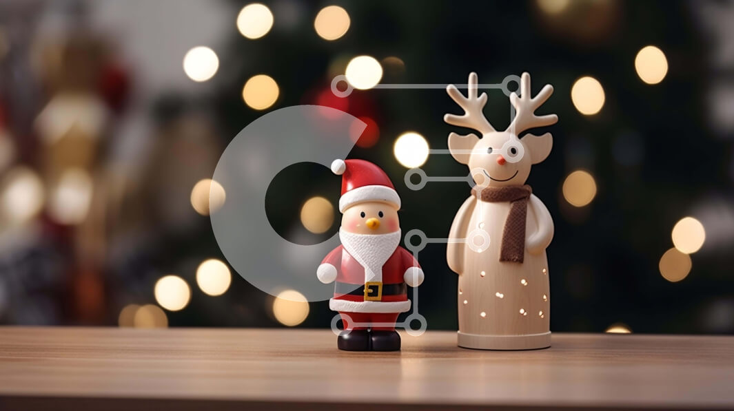 Intra Συλλεκτικό Ξύλινο Παζλ Plywood  4mm - Ειδώλια Άγιου Βασίλη και τάρανδου με φωτισμένο χριστουγεννιάτικο δέντρο Σε Ξύλινο Κουτί - Διαστάσεις: 10x10 cm – 25 κομμάτια