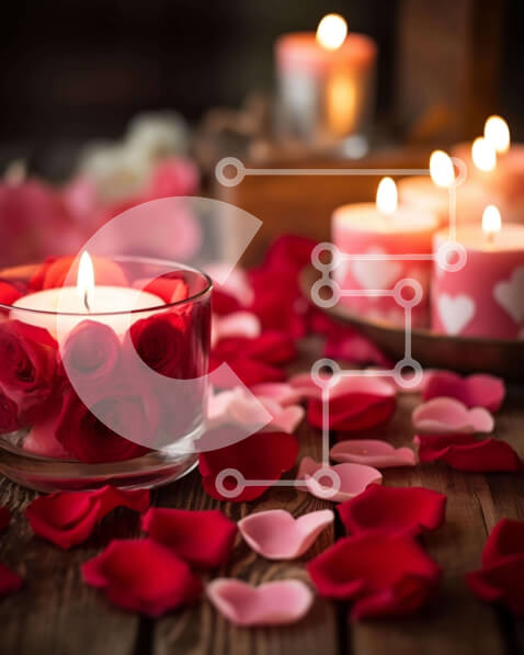 Intra Συλλεκτικό Ξύλινο Παζλ Plywood  4mm - Ρομαντικό τραπέζι με κεριά και ροδοπέταλα Σε Ξύλινο Κουτί - Διαστάσεις Puzzle: 10x10 cm – 25 κομμάτια