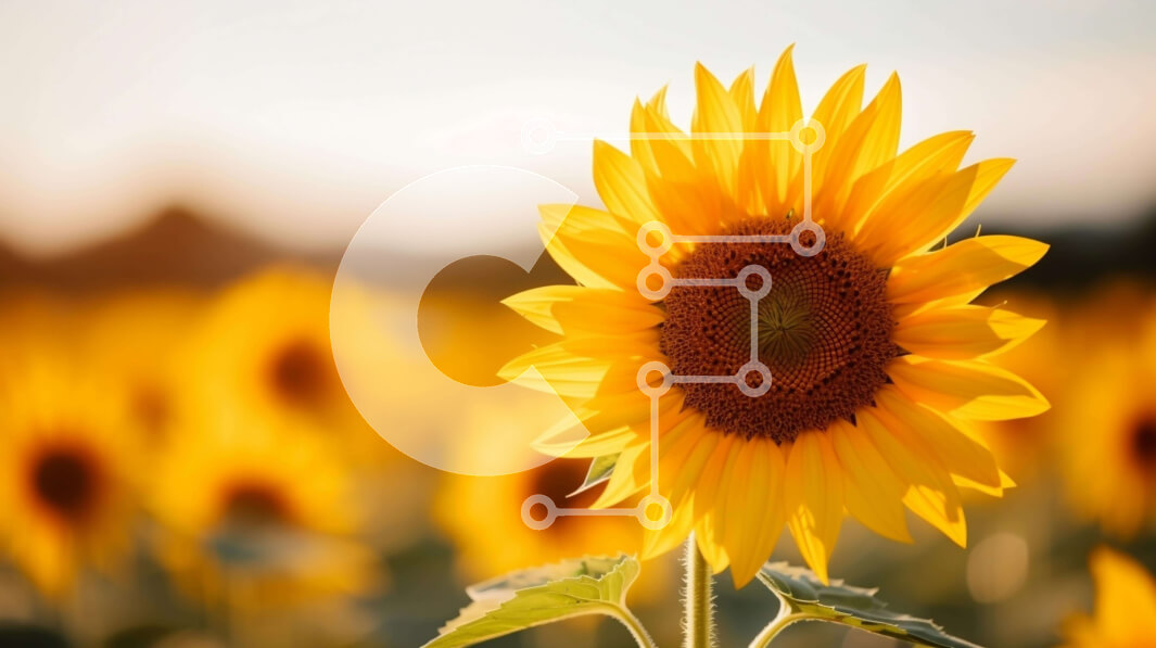 Intra Συλλεκτικό Ξύλινο Παζλ Plywood  4mm - Όμορφος ηλίανθος σε ένα ανοιχτό χωράφι Σε Ξύλινο Κουτί - Διαστάσεις: 10x10 cm – 25 κομμάτια