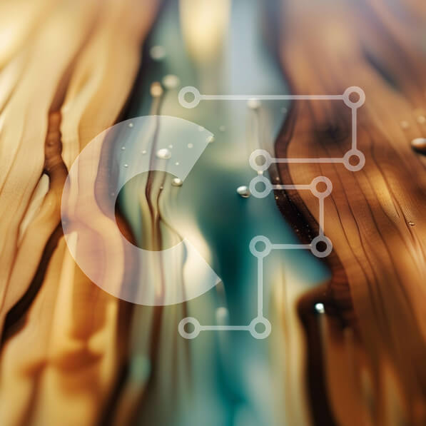 Intra Συλλεκτικό Ξύλινο Παζλ Plywood  4mm - Κοντινή όψη της ξύλινης επιφάνειας με σταγονίδια νερού Σε Ξύλινο Κουτί - Διαστάσεις: 10x10 cm – 25 κομμάτια