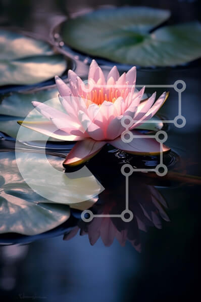 Σετ των 2 Intra Συλλεκτικό Ξύλινο Παζλ Plywood  4mm - Όμορφη εικόνα ενός ροζ νούφαρου σε μια ήρεμη λίμνη Σε Ξύλινο Κουτί - Διαστάσεις: 10x10 cm – 25 κομμάτια