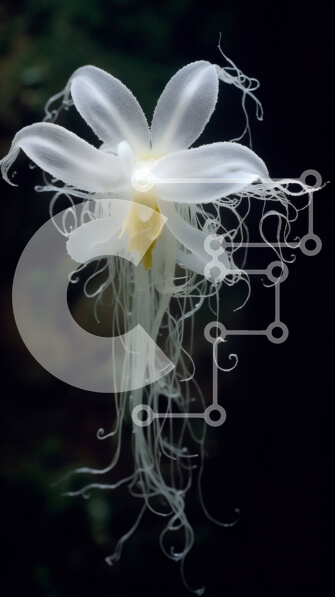 Σετ των 2 Intra Συλλεκτικό Ξύλινο Παζλ Plywood  4mm - Όμορφη εικόνα ενός λευκού λουλουδιού με μακριά, σγουρά πέταλα και ένα κίτρινο κέντρο Σε Ξύλινο Κουτί - Διαστάσεις: 10x10 cm – 25 κομμάτια