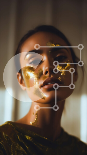 Intra Συλλεκτικό Ξύλινο Παζλ Plywood  4mm - Εκπληκτική γυναίκα καλυμμένη με χρυσό χρώμα μπροστά από ένα παράθυρο Σε Ξύλινο Κουτί - Διαστάσεις Puzzle: 10x10 cm – 25 κομμάτια