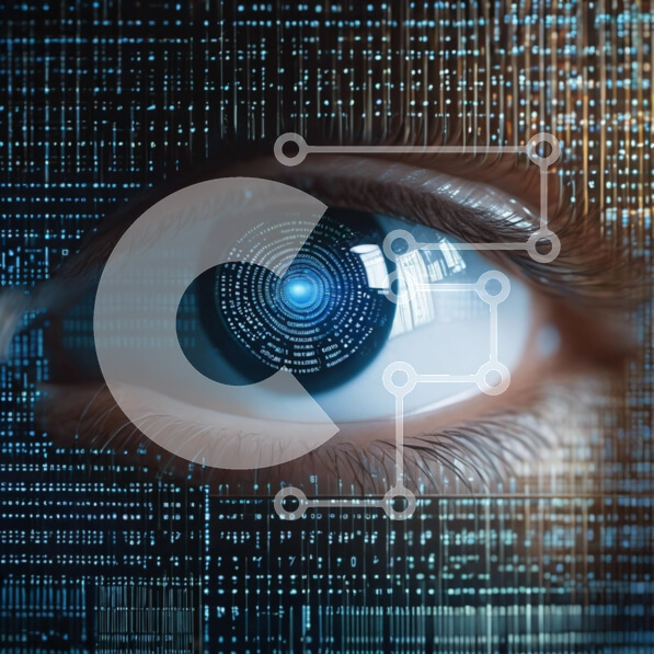 Intra Συλλεκτικό Ξύλινο Παζλ Plywood  4mm - Γυναικείο μάτι με ψηφιακές γραμμές και σύμβολα Σε Ξύλινο Κουτί - Διαστάσεις Puzzle: 10x10 cm – 25 κομμάτια