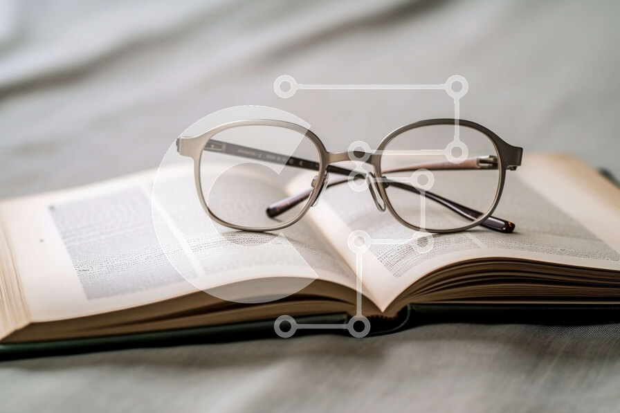 Intra Συλλεκτικό Ξύλινο Παζλ Plywood  4mm - Κομψή εικόνα ενός ανοιχτού βιβλίου με γυαλιά στην κορυφή Σε Ξύλινο Κουτί - Διαστάσεις Puzzle: 10x10 cm – 25 κομμάτια