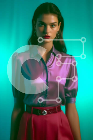 Intra Συλλεκτικό Ξύλινο Παζλ Plywood  4mm - Κομψή γυναίκα ποζάρει με πολύχρωμη στολή Σε Ξύλινο Κουτί - Διαστάσεις Puzzle: 10x10 cm – 25 κομμάτια