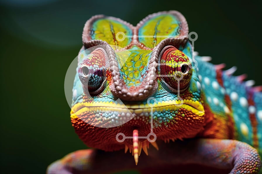 Σετ των 2 Intra Συλλεκτικό Ξύλινο Παζλ Plywood  4mm - Δονούμενη εικόνα ενός χαμαιλέοντα με μια μακριά γλώσσα Σε Ξύλινο Κουτί - Διαστάσεις: 10x10 cm – 25 κομμάτια