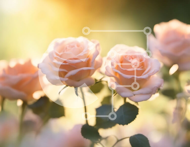 Intra Συλλεκτικό Ξύλινο Παζλ Plywood  4mm - Ροζ τριαντάφυλλα σε πλήρη άνθηση με φως του ήλιου Σε Ξύλινο Κουτί - Διαστάσεις: 10x10 cm – 25 κομμάτια