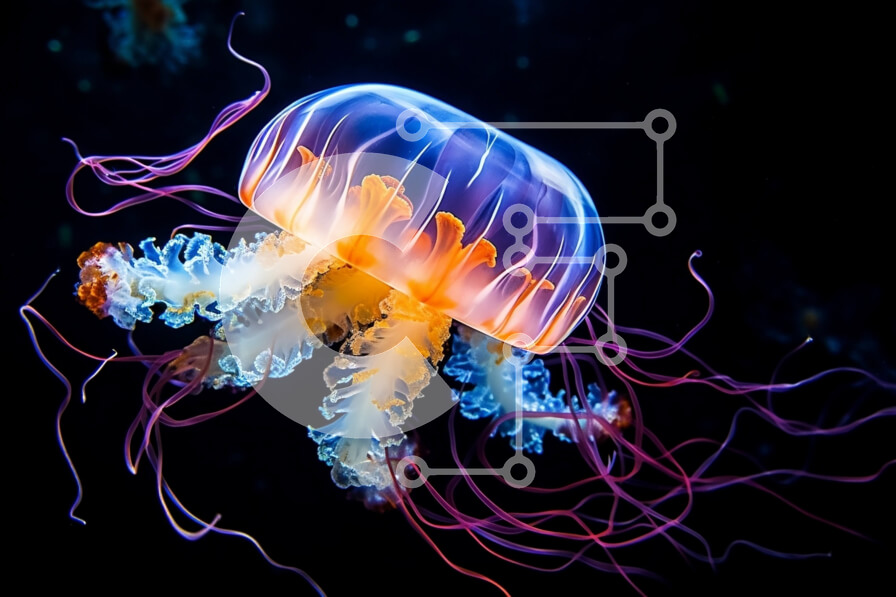 Intra Συλλεκτικό Ξύλινο Παζλ Plywood  4mm - Όμορφη εικόνα μιας μέδουσας στο νερό Σε Ξύλινο Κουτί - Διαστάσεις: 10x10 cm – 25 κομμάτια