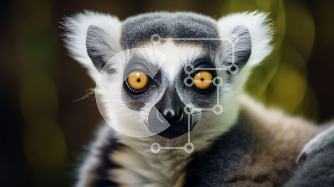 Intra Συλλεκτικό Ξύλινο Παζλ Plywood  4mm - Κοντινό πλάνο του προσώπου ενός λεμούριου με ουρά Σε Ξύλινο Κουτί - Διαστάσεις: 10x10 cm – 25 κομμάτια