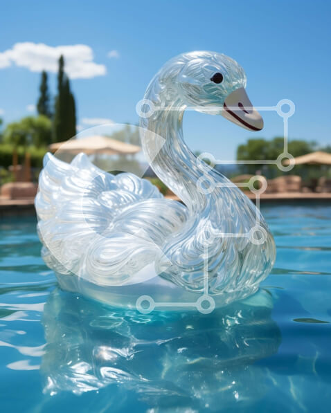 Intra Συλλεκτικό Ξύλινο Παζλ Plywood  4mm - Όμορφο Άγαλμα Λευκού Κύκνου στη μέση μιας πισίνας Σε Ξύλινο Κουτί - Διαστάσεις Puzzle: 10x10 cm – 25 κομμάτια