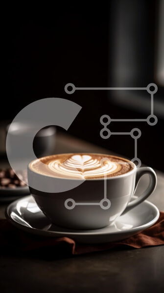 Intra Συλλεκτικό Ξύλινο Παζλ Plywood  4mm - Εκπληκτική εικόνα του φλιτζάνι καφέ με Latte Art Heart και θέα στον ορίζοντα της πόλης στο ηλιοβασίλεμα Σε Ξύλινο Κουτί - Διαστάσεις: 10x10 cm – 25 κομμάτια