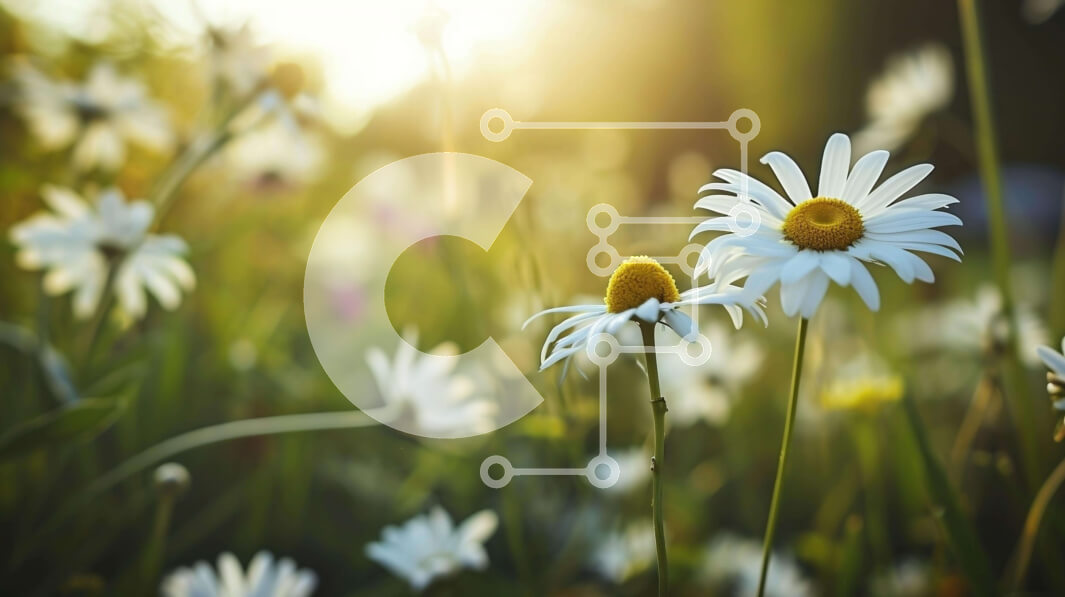 Intra Συλλεκτικό Ξύλινο Παζλ Plywood  4mm - Λευκές μαργαρίτες σε ένα ηλιόλουστο λιβάδι Σε Ξύλινο Κουτί - Διαστάσεις: 10x10 cm – 25 κομμάτια