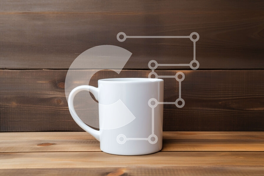 Intra Συλλεκτικό Ξύλινο Παζλ Plywood  4mm - Λευκή κεραμική κούπα σε ξύλινο τραπέζι Σε Ξύλινο Κουτί - Διαστάσεις Puzzle: 10x10 cm – 25 κομμάτια