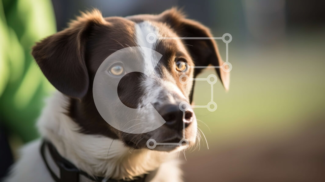 Σετ των 2 Intra Συλλεκτικό Ξύλινο Παζλ Plywood  4mm - Καφέ και λευκό σκυλί με κολάρο και λουρί Σε Ξύλινο Κουτί - Διαστάσεις: 10x10 cm – 25 κομμάτια