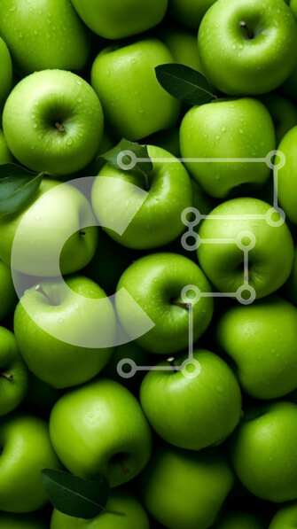 Intra Συλλεκτικό Ξύλινο Παζλ Plywood  4mm - Εικόνα Σωρός από φρέσκα πράσινα μήλα Σε Ξύλινο Κουτί - Διαστάσεις: 10x10 cm – 25 κομμάτια