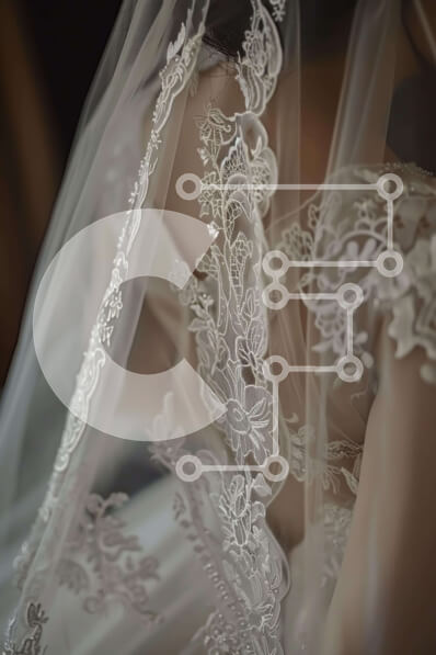 Intra Συλλεκτικό Ξύλινο Παζλ Plywood  4mm - Περίπλοκο Δαντελένιο Πέπλο γάμου με Floral σχέδια Σε Ξύλινο Κουτί - Διαστάσεις Puzzle: 10x10 cm – 25 κομμάτια