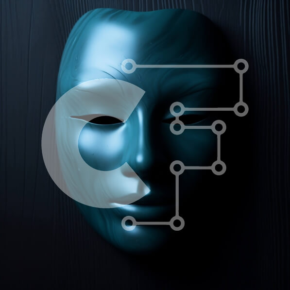 Intra Συλλεκτικό Ξύλινο Παζλ Plywood  4mm - Κομψή μπλε μάσκα σε σκούρα ξύλινη επιφάνεια Σε Ξύλινο Κουτί - Διαστάσεις: 10x10 cm – 25 κομμάτια