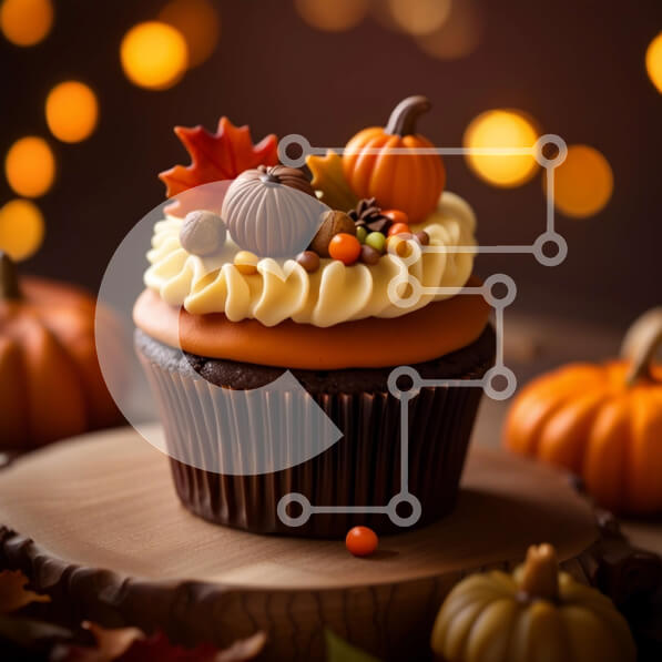 Σετ των 2 Intra Συλλεκτικό Ξύλινο Παζλ Plywood  4mm - Λαχταριστό φθινοπωρινό Cupcake σοκολάτας με γιορτινά στολίδια Σε Ξύλινο Κουτί - Διαστάσεις: 10x10 cm – 25 κομμάτια