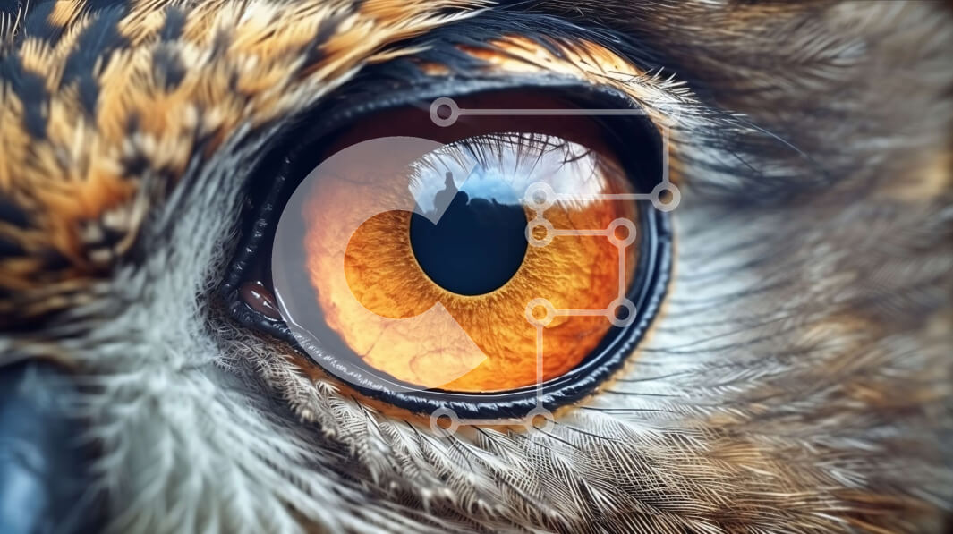 Intra Συλλεκτικό Ξύλινο Παζλ Plywood  4mm - Εκπληκτική εικόνα του ματιού μιας κουκουβάγιας με πορτοκαλί ίριδες και μαύρες κόρες Σε Ξύλινο Κουτί - Διαστάσεις: 10x10 cm – 25 κομμάτια