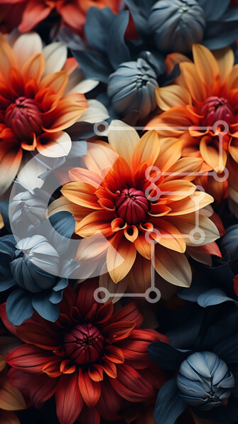 Σετ των 2 Intra Συλλεκτικό Ξύλινο Παζλ Plywood  4mm - Εκπληκτική κοντινή πλάνο ζωηρά πορτοκαλί και μοβ λουλούδια σε ένα διάφανο γυάλινο βάζο Σε Ξύλινο Κουτί - Διαστάσεις: 10x10 cm – 25 κομμάτια