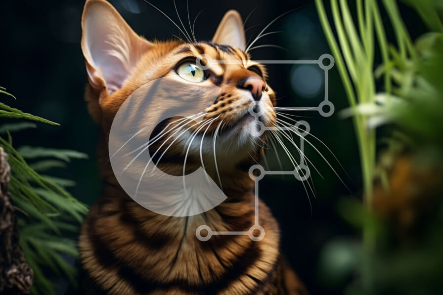 Σετ των 2 Intra Συλλεκτικό Ξύλινο Παζλ Plywood  4mm - Γάτα Βεγγάλης σε περιβάλλον που μοιάζει με ζούγκλα Σε Ξύλινο Κουτί - Διαστάσεις: 10x10 cm – 25 κομμάτια