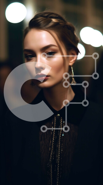 Intra Συλλεκτικό Ξύλινο Παζλ Plywood  4mm - Glamourous Woman in Black Blazer και Statement σκουλαρίκια Σε Ξύλινο Κουτί - Διαστάσεις Puzzle: 10x10 cm – 25 κομμάτια