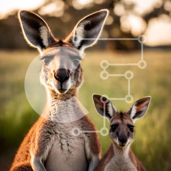 Intra Συλλεκτικό Ξύλινο Παζλ Plywood  4mm - Καγκουρό σε ένα χορταριασμένο χωράφι Σε Ξύλινο Κουτί - Διαστάσεις: 10x10 cm – 25 κομμάτια