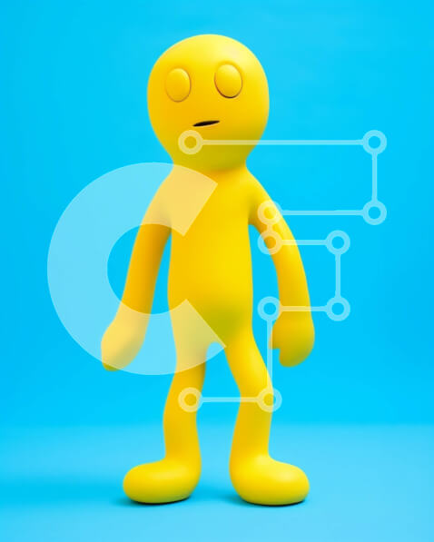 Intra Συλλεκτικό Ξύλινο Παζλ Plywood  4mm - Κίτρινο παιχνίδι φιγούρα που στέκεται σε μπλε φόντο Σε Ξύλινο Κουτί - Διαστάσεις: 10x10 cm – 25 κομμάτια