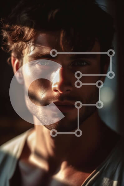 Intra Συλλεκτικό Ξύλινο Παζλ Plywood  4mm - Κομψός άνδρας που κοιτάζει έξω από ένα παράθυρο με μια ζεστή λάμψη Σε Ξύλινο Κουτί - Διαστάσεις Puzzle: 10x10 cm – 25 κομμάτια