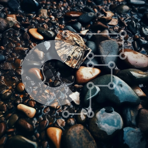 Intra Συλλεκτικό Ξύλινο Παζλ Plywood  4mm - Κοντινή όψη μιας πέτρας στην παραλία με σταγονίδια νερού Σε Ξύλινο Κουτί - Διαστάσεις: 10x10 cm – 25 κομμάτια