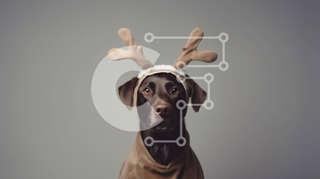 Σετ των 2 Intra Συλλεκτικό Ξύλινο Παζλ Plywood  4mm - Καφέ σκυλί με στολή ταράνδου Σε Ξύλινο Κουτί - Διαστάσεις: 10x10 cm – 25 κομμάτια