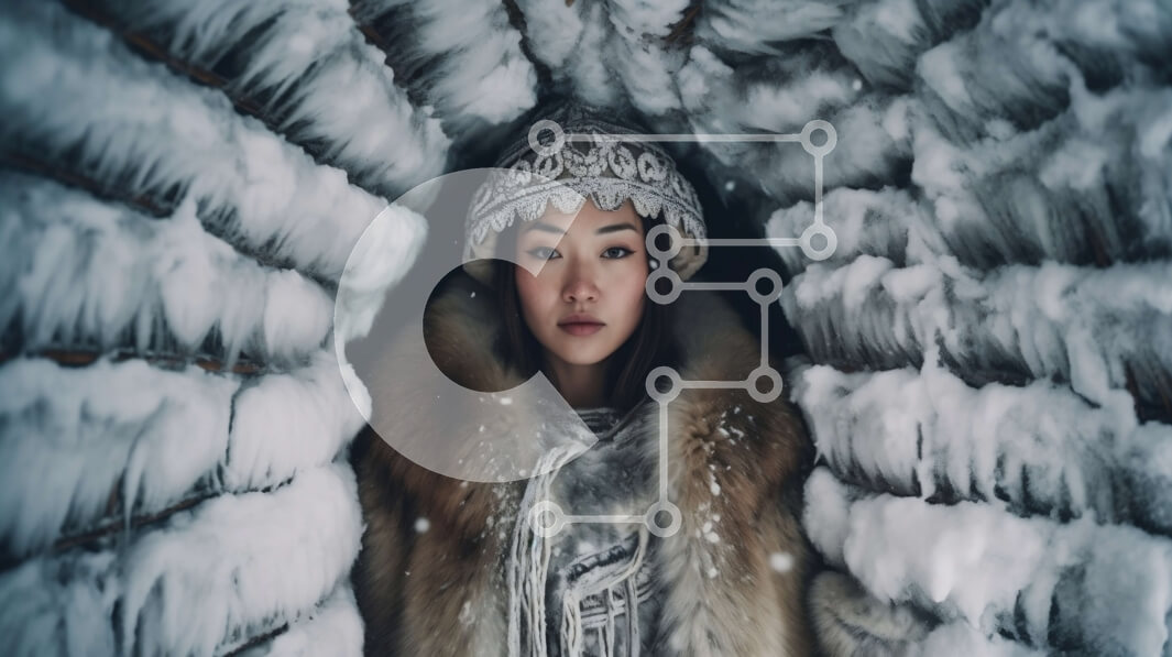 Intra Συλλεκτικό Ξύλινο Παζλ Plywood  4mm - Κομψή γυναίκα με γούνινο παλτό και καπέλο στη χώρα των θαυμάτων του χειμώνα Σε Ξύλινο Κουτί - Διαστάσεις Puzzle: 10x10 cm – 25 κομμάτια