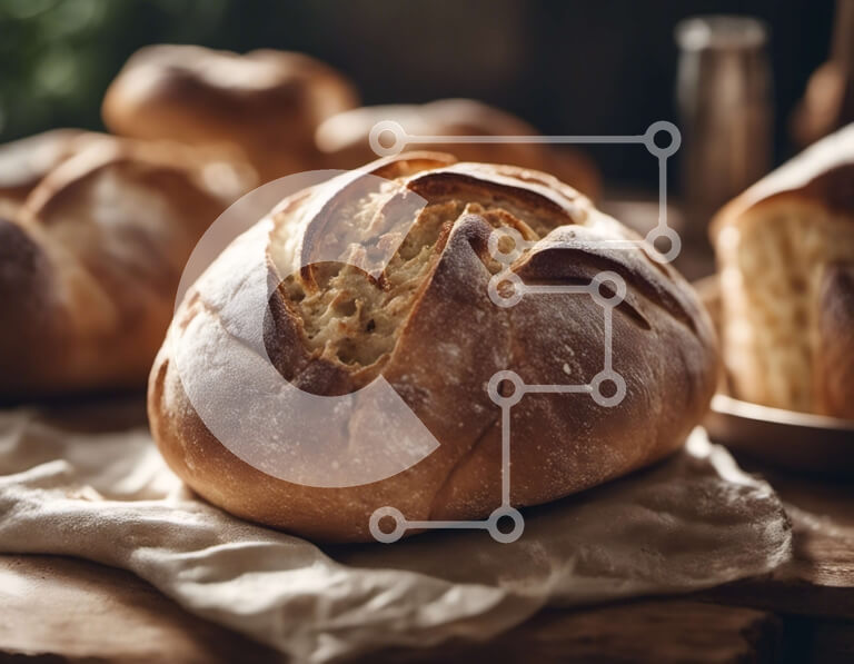 Σετ των 2 Intra Συλλεκτικό Ξύλινο Παζλ Plywood  4mm - Νόστιμη εικόνα φρεσκοψημένου ψωμιού με τραγανή κρούστα Σε Ξύλινο Κουτί - Διαστάσεις: 10x10 cm – 25 κομμάτια